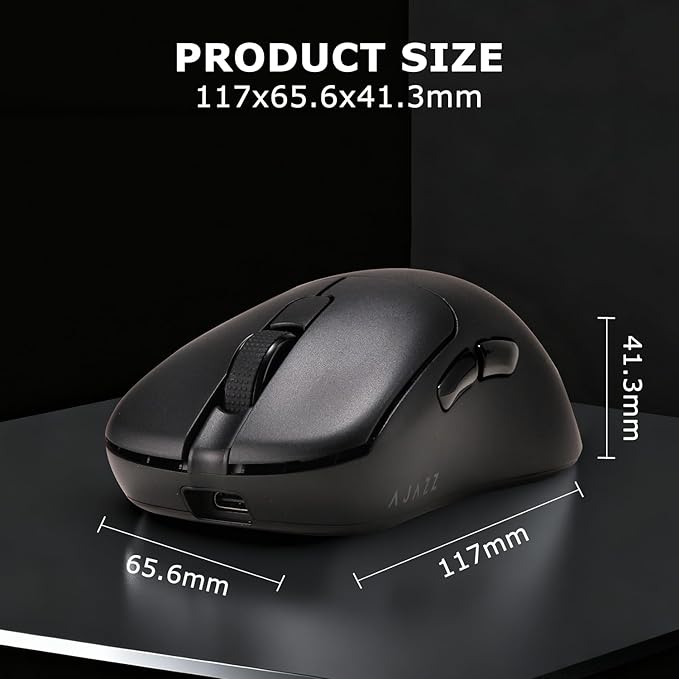 AJ179PRO PAW3395 26000 DPI Gaming Mouse, 8000Hz Polling Rate, 58g Ultra-Light, Tri-Mode (2.4G/Wired/Bluetooth 5.2), Magnetic RGB Charging Dock, Ergonomic Right-Hand Design, Black