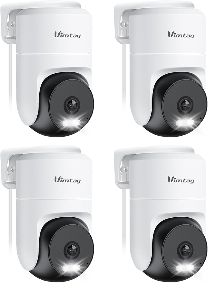 VIMTAG 2.5K 4MP Outdoor Security Camera, Pan/Tilt WiFi Home CCTV Camera, 360° View & Motion Tracking, Color Night Vision, 2-Way Audio, AI Detection Alarm, IP66, Cloud & SD Card Storage, Works w/Alexa