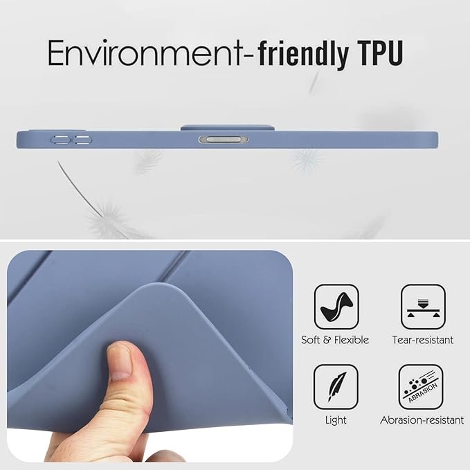 for iPad Air 11-inch M4/M3/M2 (2026/2025/2024) Case, Shockproof Protective Back Cover with Kickstand Slim Shell for Women Men, Lavendergray