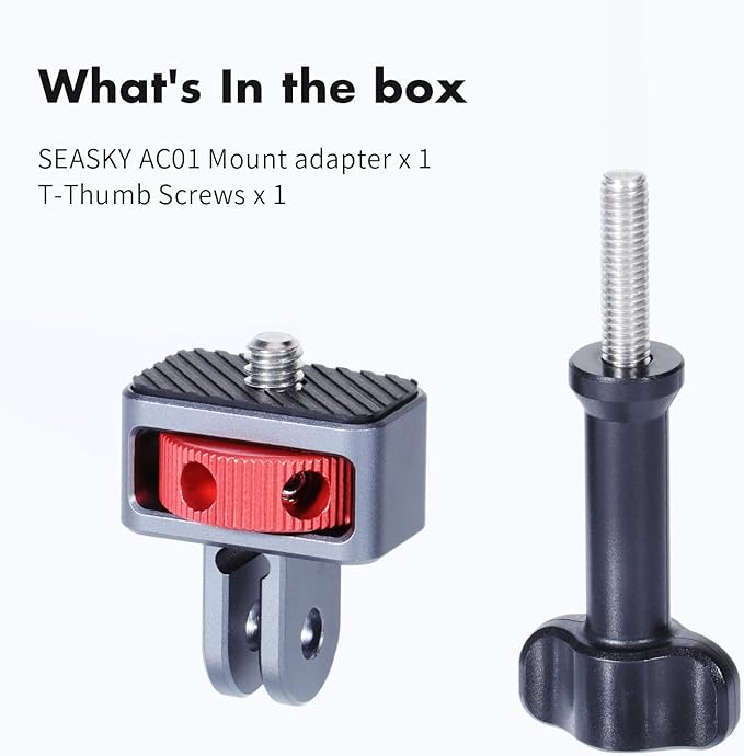 SEASKY AC01 1/4"-20 Action Camera Mount Adapter Tripod Conversion Accessory All Metal Aluminum Alloy for Insta360 X5/X4/X3/X2 for DJI OSMO 360 Gopro Max 2 Sports Camera Accessories