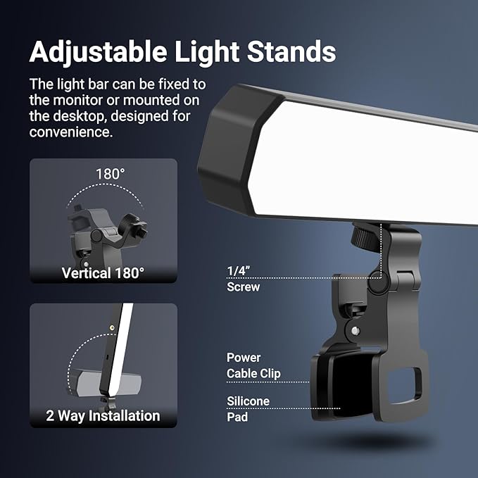 NEEWER Basics Desktop LED Light Kit with 11" Stand/Monitor Clamp, 2 Pack(12W) CRI95 Bi Color Video Conference Zoom Lighting for Laptop Computer Webcam, Compatible with iPhone Video Recording, L10