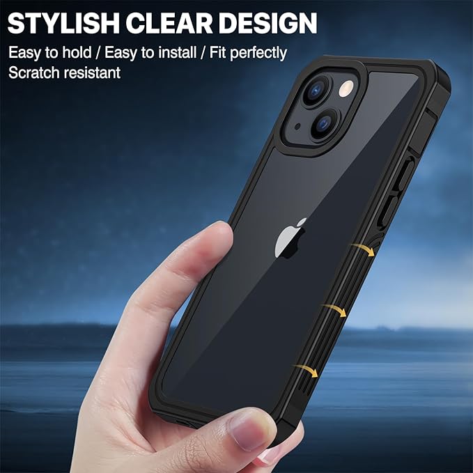 CENHUFO Privacy for iPhone 13 Mini Case, Full Body Phone Case with Built-in 9H Tempered Glass Privacy Screen Protector, Anti Peep Anti Spy Shockproof Protective Bumper Clear Cover - Black