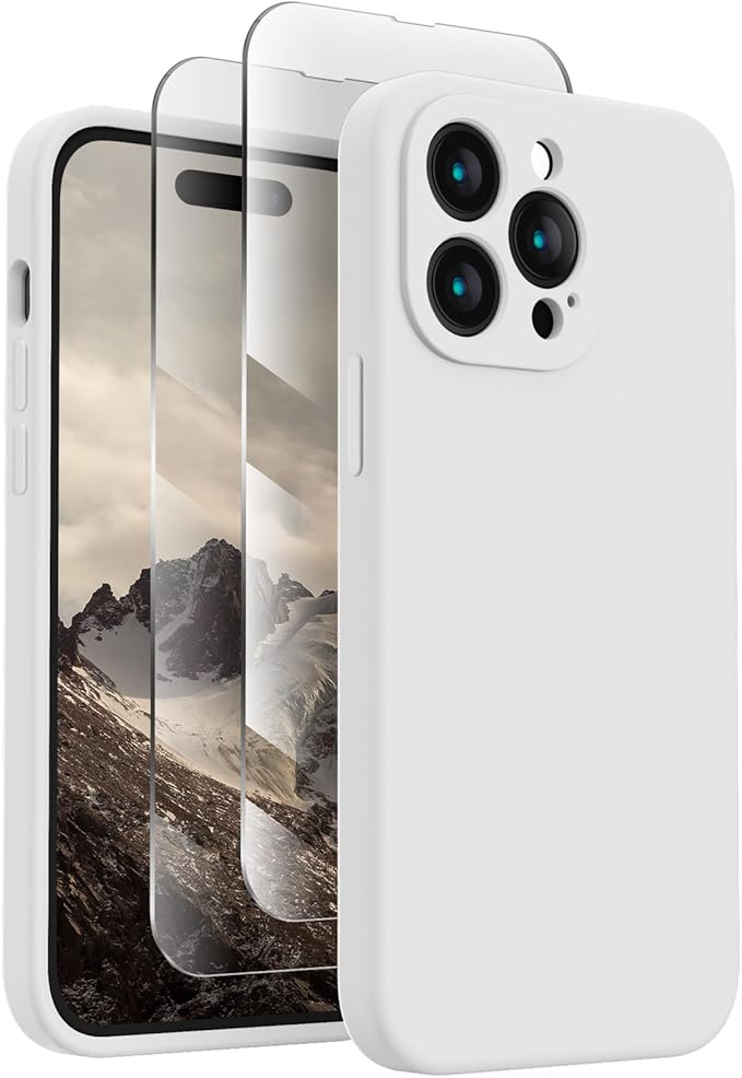 FireNova Designed for iPhone 14 Pro Max Case, Silicone Upgraded [Camera Protection] Case, Soft Anti-Scratch Microfiber Lining Inside, 6.7 inch, White