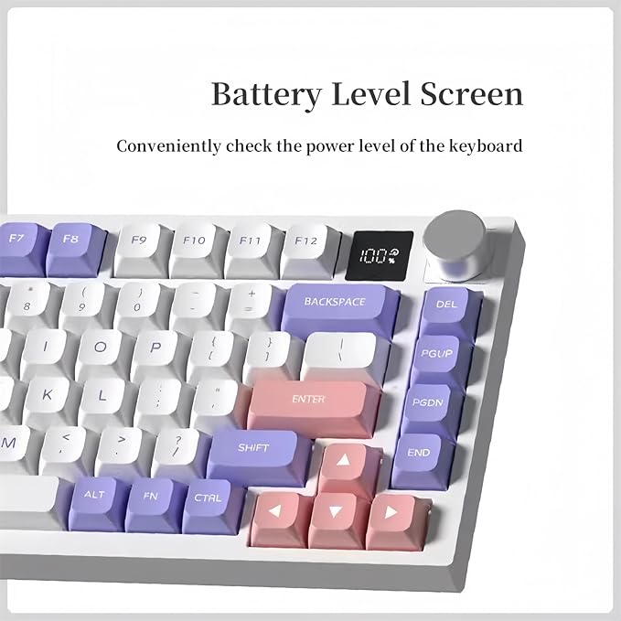 FKZ K75 Barebone 75% Hot Swap Tri-Mode Bluetooth 5.0/2.4G Wireless/Type-C Wired RGB Mechanical Gaming Keyboard With Knob Screen Gasket PCB Mount Custom DIY Kit (Purple)
