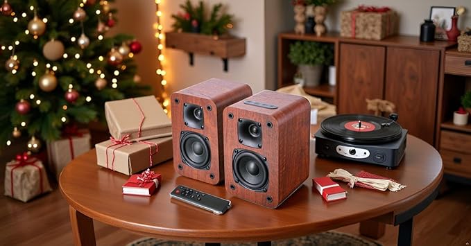 Saiyin Bluetooth Bookshelf Speakers for Record Player,Active Speakers with 3 Inch Woofer, Powered Speakers with Optical/AUX/TV-ARC Input for Turntable, PC and TV