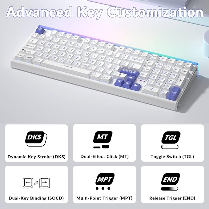 AULA Hero 99 Wired Gaming Keyboard, Hall Effect Keyboard with Rapid Trigger Mode, Hot Swappable Magnetic Switch Keyboard with Number Pad, Web Driver,RGB Backlit Mechanical Keyboard for Office PC Gamer
