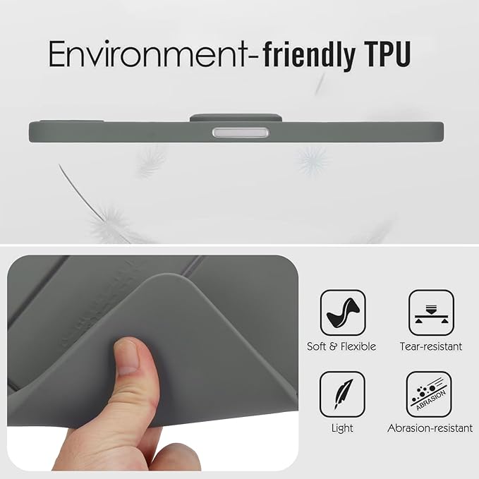 Case for iPad mini 7th & 6th Gen with Kickstand, Soft TPU + Hard PC Ultimate Delicate Touch Feeling Shockproof Protective Back Cover for iPad mini 7th 6th Women Men, Gray