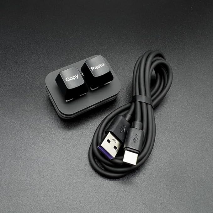 Sanjimida USB Mini 2-Key Programmable Macro Keyboard, Hot Swappable Mechanical Keyboard with 1.5 Meter USB Data Cable (Black)