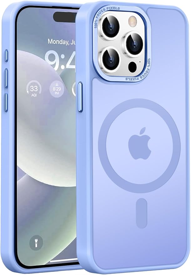 Newfuture Magnetic for iPhone 15 Pro Case [Compatible with Magsafe] [Military Grade Drop Protection] Translucent Matte Anti-Fingerprint Shockproof Phone Case for iPhone 15 Pro 6.1 inch, Blue