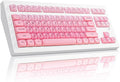 ZORNHER CG870 Foundation Mechanical Keyboard,80% Pink Creamy Keyboard Wireless,Cute Jelly MOA Profile Keycaps,Creamy Sounding Linear Switches,Hot-Swappable,RGB Backlit