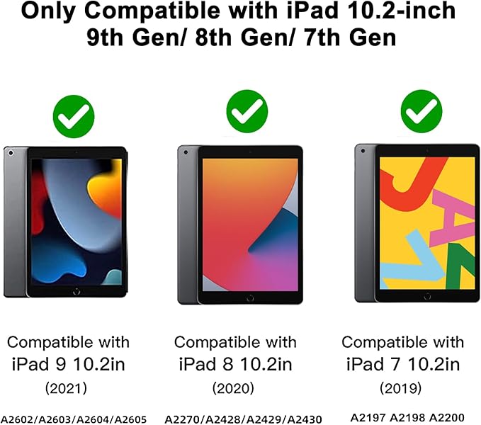 iPad 9th 8th 7th Generation Case Waterproof, Full Body Protective Shockproof Case with Built-in Screen Protector, Pencil Holder, Stand, Shoulder Strap for iPad 9th 8th 7th Gen 10.2 inch Teal