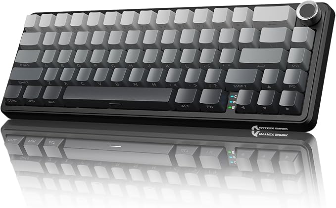 ATTACK SHARK X66 Wireless Mechanical Gaming Keyboard with Knob,Tri Mode USB-C/BT5.0/2.4G Gasket Mounted 60% RGB Gaming Keyboard, Side Printed PBT Keycap,Hot Swappable Strawberry Switch(Moonlight)