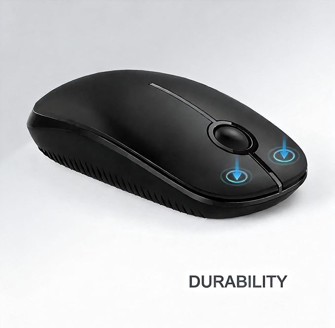 Unipows Wireless Mouse - 2.4G Slim Portable Computer Mouse with Nano Receiver, Less Noise Mobile Optical Mice for Notebook, PC, Laptop, Computer, Mac (Black)