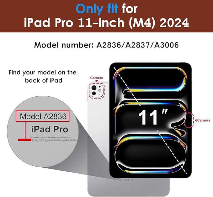 Kids Case for iPad Pro 11 inch M5/M4 (2025/2024) with Pencil Holder/Convertible Handle Stand Shockproof Slim Lightweight Cute Soft EVA Heavy Duty Rugged Kickstand Cover for Children, Black