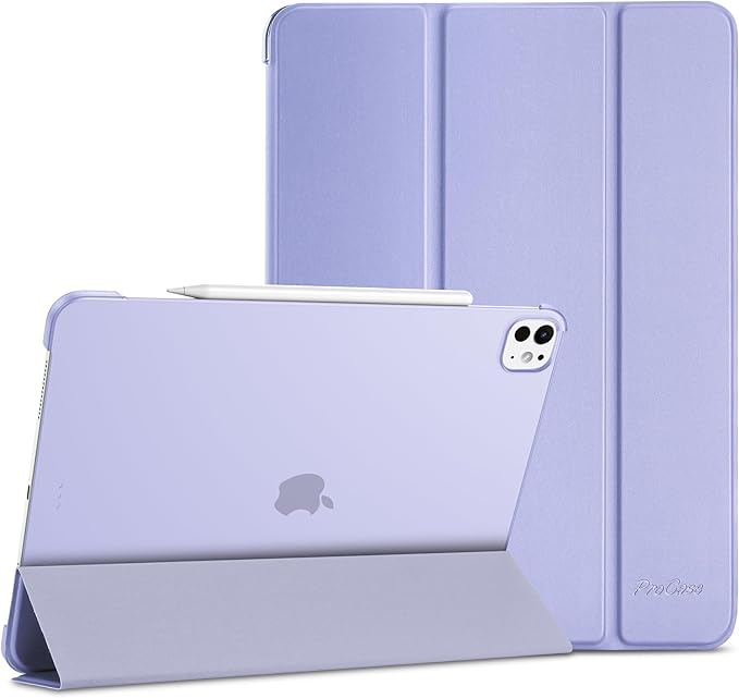 ProCase for iPad Pro 13 Inch Case M5 2025/ M4 2024, Smart Cover iPad Pro M5 M4 Case 13 Inch, Slim Stand Translucent Hard Shell Back, Supports Touch ID, Auto Wake/Sleep -Lightpurple