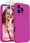 FireNova Designed for iPhone 16 Pro Case, Silicone Upgraded [Camera Protection] Phone Case, Soft Anti-Scratch Microfiber Lining Inside, 2024, Dark Fuchsia