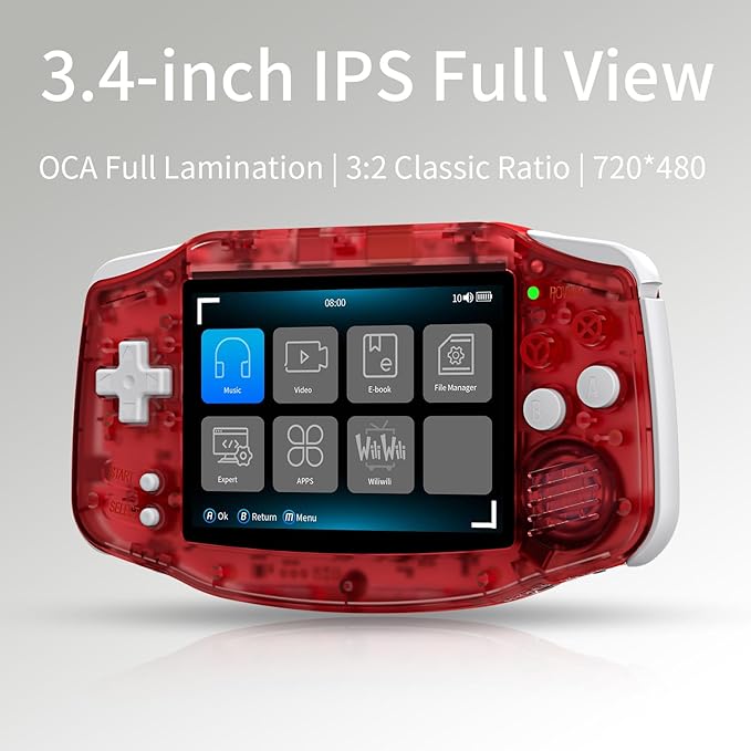 RG34XX Handheld Game Console 18K+ Preloaded Retro Games 35 Emulators 3.4” IPS Display 4K TV Output Classic Video Game Console Portable Gaming System with Fancy Case & Accessories (Red-128GB)