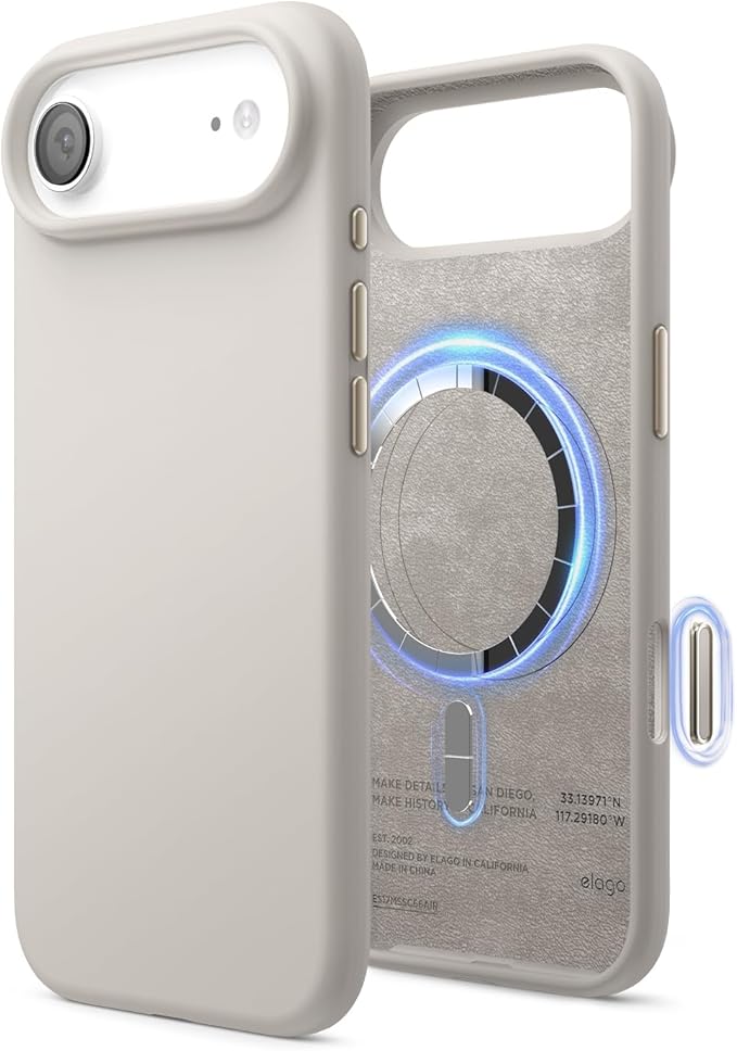 elago for iPhone Air Case, Premium Magnetic Silicone Case, Compatible with MagSafe, Liquid Silicone Material, Protective Cover, Shockproof, Slim Phone, 6.5 inch (Stone)