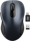 Trueque Wireless Mouse for Laptop, 2.4GHz Ergonomic Computer Mouse with Back & Forward Buttons, 3 Adjustable DPI Levels, 6 Buttons, Optical USB Cordless Mice for Windows PC, M01 (Space Gray)