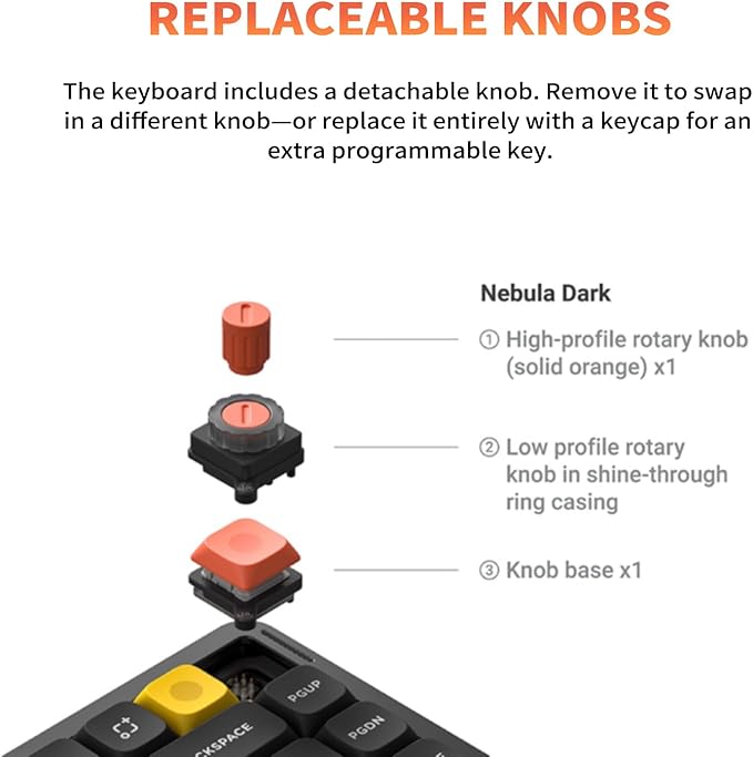 nuphy Air75 V3 Hot Swappable Wireless Mechanical Keyboard, 84 Keys 75% Custom Low Profile Keyboard with Knob, RGB Backlit, Gasket Mounted, Support Bluetooth/2.4GHz/USB-C,Black-Brown Nano
