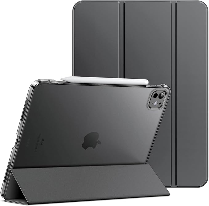 JETech Case for iPad Pro 13-Inch M4 (2024), Slim Stand Hard Back Shell Smart Cover with Auto Wake/Sleep (Space Gray)