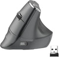 Eelexa New Dual Mode Ergonomic Mouse, Rechargeable Bluetooth Vertical Ergo Mouse Wireless 5 Adjustable DPI, Silent 2.4GHz Optical Carpal Tunnel Mouse for Compatible with Laptop, PC(Right Hand)