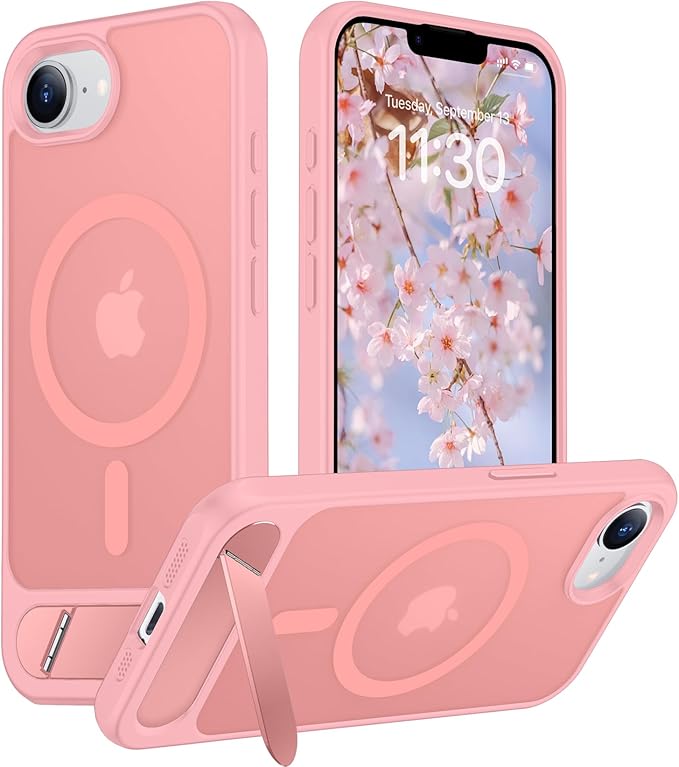 Magnetic Compatible with iPhone 15 Pro Case, [Built-in Invisible Kickstand][Compatible with MagSafe][Military Grade Shockproof] Slim Translucent Matte Phone Case for iPhone 15 Pro 6.1"