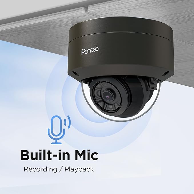 8MP PoE Vandal Dome Camera Outdoor Indoor with Mic, 4K H.265 IK10 Security IP Camera, Human Vehicle Detection, 100ft IR Night Vision, IP66 110° Wide Angle 2.8mm Lens, PD54BA3-8M (Not PTZ)