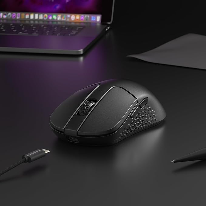 Keychron M3 8K Wireless Mouse, PixArt 3950 Sensor Launcher WEP 30,000 DPI Supports 2.4 GHz/Bluetooth 5.3, 79g Ultra-Light Ergonomic Design Up to 140 Hours Using for PC Mac Laptop - Black