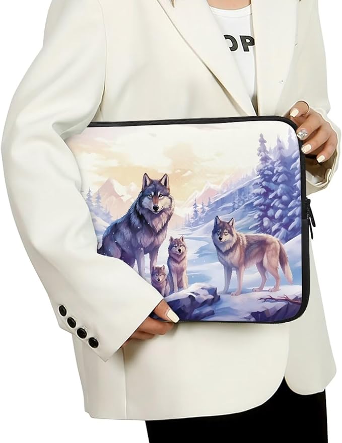 Cool Wolf Laptop Sleeve for Women 12 inch Lap Top Case Portable Laptop Accessories with Versatile Uses Computer Sleeve Laptop Pouch Ideal Gifts for Holidays Purple