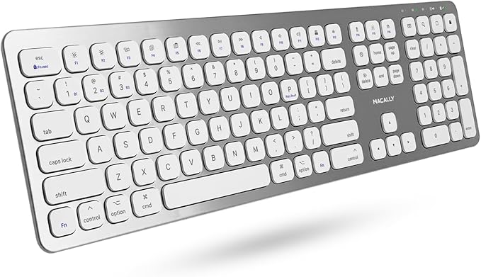 Macally Premium Bluetooth Keyboard for Mac - Compatible Apple Keyboard with Numeric Keypad - Multi Device Wireless for MacBook Pro/Air, Mac mini Pro, iMac, Laptop