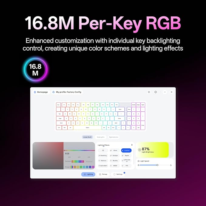 Rapoo V700DIY-98 Wireless Mechanical Keyboard, BT5.0 + 2.4GHz, Hot Swappable Custom Gaming Keyboard, Speed Silver Linear Switch, 16.8M Per-Key RGB, Gasket Mount, Creamy Sound, Full Anti-Ghosting, Pink