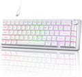 TMKB T68E 60% Wired Gaming Mechanical Keyboard, RGB Backlit Hot-Swappable Gasket Mount, Creamy Keyboard with Pre-Lubed Blueberry Switch, White