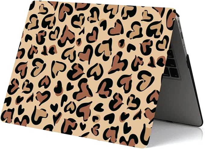 Shell Compatible with MacBook Pro 15 Inch Case 2019 2018 2017 2016 Release Model A1990 A1707 with Touch Bar Touch ID, Plastic Protective Laptop Hard Case & Keyboard Cover,Heart Leopard