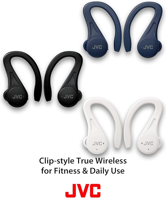 JVC Sport True Wireless Earbuds Headphones, Lightweight and Compact, Long Battery Life (up to 30 Hours), Sound with Neodymium Magnet Driver, Water Resistance (IPX5) - HAEC25TW (White)