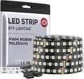 BTF-LIGHTING 5050 RGBW RGB+Cool White(6000K-7000K) 4 Colors in 1 LED 5m 16.4ft 96LED/m DC24V Multi-Colored LED Tape Lights IP30 Non-Waterproof Black PCB for Home Decoration(No Adapter or Controller)