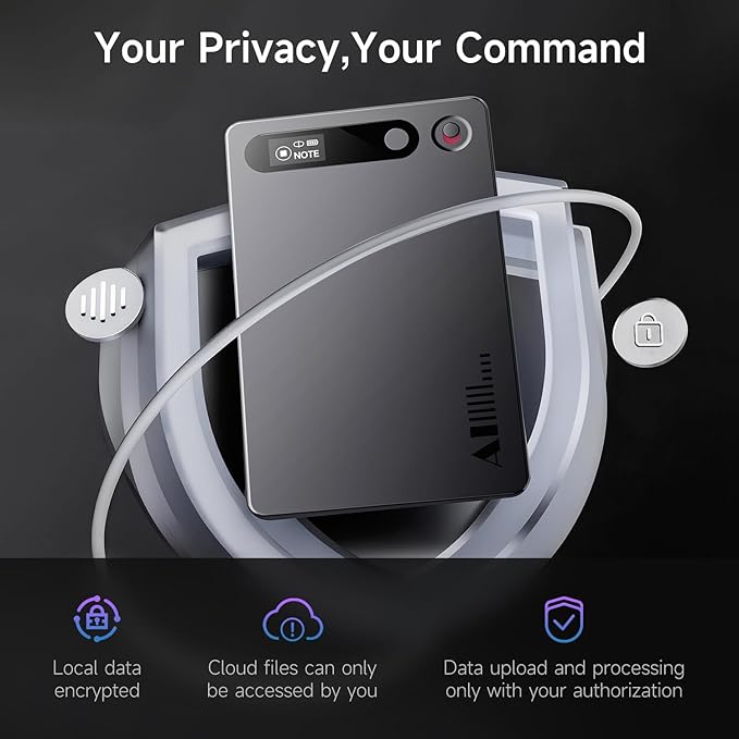 AI Voice Recorder, Note Voice Recorder, App Control, Transcribe & Summarize with AI Technology, Supports 80+ Languages, 64GB Memory Audio Recorder for Lectures, Meetings, Call, Interview (Black)