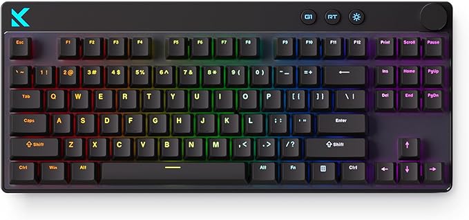 MCHOSE Mix 87 TKL Wired Gaming Keyboard Magnetic Switch Hall Effect Keyboards Rapid Trigger SOCD 8K Polling Rate Volume Knob Adjustable Actuation Point RGB Lighting HotSwap Black Apollo Switch