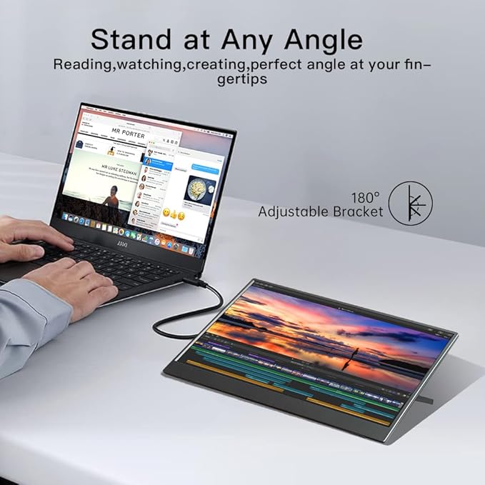 4K Portable Monitor 13.3 inch 3840x2160 UHD IPS USB-C HDMI 100% sRGB Gaming Travel Display with Speakers for Computer Laptop Switch PC