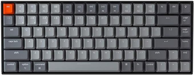 Keychron K2 75% Layout Bluetooth Wireless Mechanical Keyboard Super Switch/White LED Backlit/USB C/Anti Ghosting/N-Key Rollover, 84 Keys Gaming Keyboard for Mac Windows-Version 2
