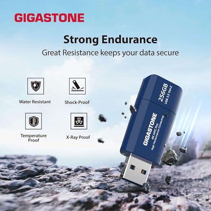 GIGASTONE Z80 256GB high Speed 1000MB/s, USB 3.2 Gen2 Solid State Drive, Capless Retractable Design Pen Drive, Carbon Fiber Style, Reliable & Durable, USB 2.0 / USB 3.0 / USB 3.1 Interface Compatible