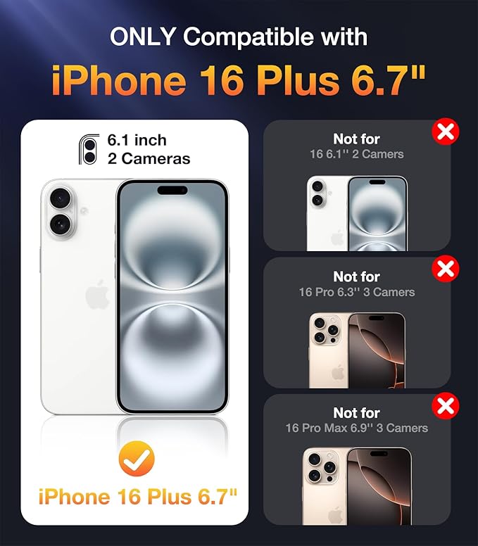 Diaclara Designed for iPhone 16 Plus Case 6.7 Inch,Upgraded [Full Camera Protection] Full Body Case w/Built-in Touch Sensitive Anti-Scratch Screen Protector for 16 Plus,White