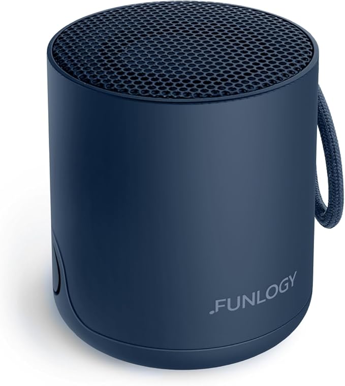 FUNLOGY Portable Mini2 Bluetooth Speaker, Wireless Portable Speaker with Deep Bass, IPX7 Waterproof, TWS Stereo Pairing, Built-in Mic, Small Speaker for Shower, Outdoor, Travel, Blue