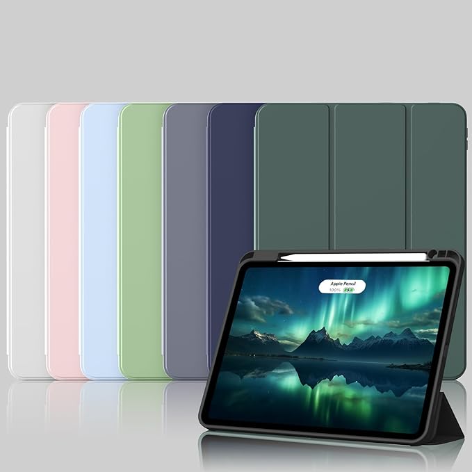 for iPad Pro 12.9 Inch Case 6th/5th/4th Generation (2022/2021/2020) with Pencil Holder, Smart Stand Cover with Soft TPU Back for iPad Air 13 inch Case, Auto Sleep/Wake, Navy