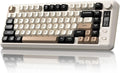 FREEWOLF M75 Wireless Gaming Keyboard Mechanical Feel Membrane with Knob & OLED Display Bluetooth/2.4Ghz Rainbow Backlit Gradient PBT Keycaps 2000mAH Battery Anti-Ghosting-Cheese
