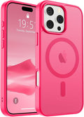 SUPFINE Magnetic for iPhone 16 Pro Case (Compatible with MagSafe) (Military Grade Drop Protection) Slim Translucent Matte Shockproof with Anti-Fingerprint Phone Case,Hot Pink