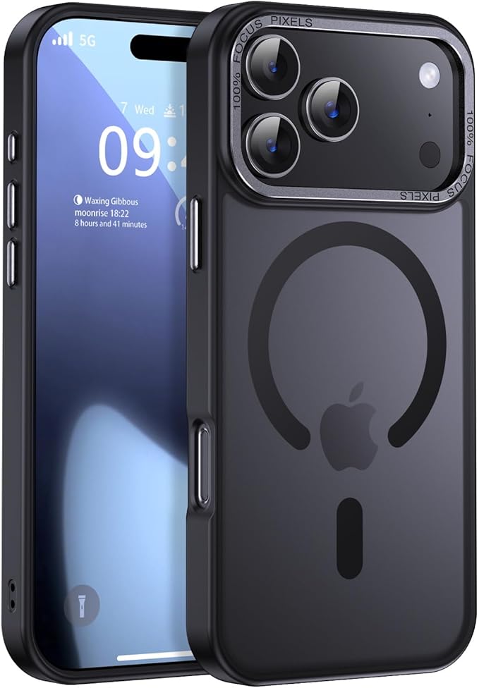 Newfuture Magnetic for iPhone 17 Pro Case [Compatible with Magsafe] [Military Grade Drop Protection] Translucent Matte Anti-Scratch Shockproof Protective Phone Cover 6.3 Inch, Black