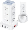 PD 20W USB C Surge Protector, Mini Power Strip Tower Travel 12 AC 4 USB Power Strip with USB Ports 6.5FT Overload Protection for Home Office