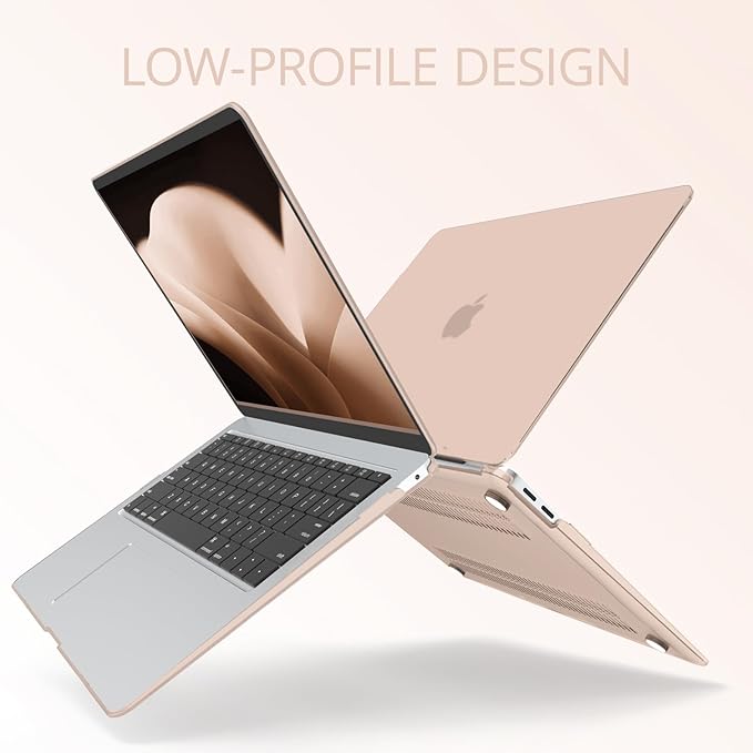 Anban Compatible with MacBook Air 13 inch Case M1 2021 2020 2019 2018 A2337 A2179 A1932 Touch ID, Matte Plastic Hard Shell + 2 Keyboard Cover + Screen Protector for MacBook Air 13.3 inch Case, Camel