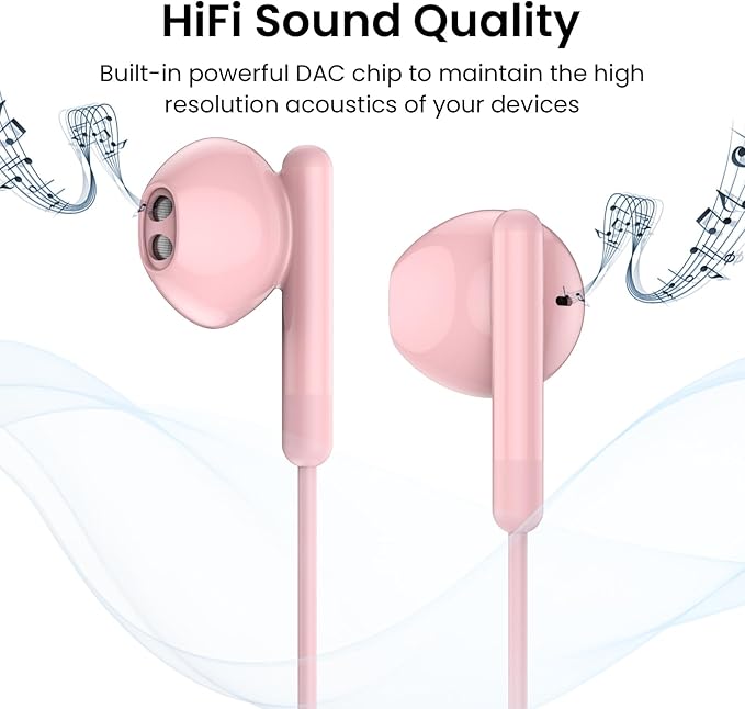 USB C Headphones for iPhone 17 16 15 Pro Max Plus iPad Pro USB C Earphones with Microphone Volume Control USB C Wired Earbuds USB Type C Earphone for Google Pixel 8 Galaxy S26 S25 S24 S23 S22 S21 A55